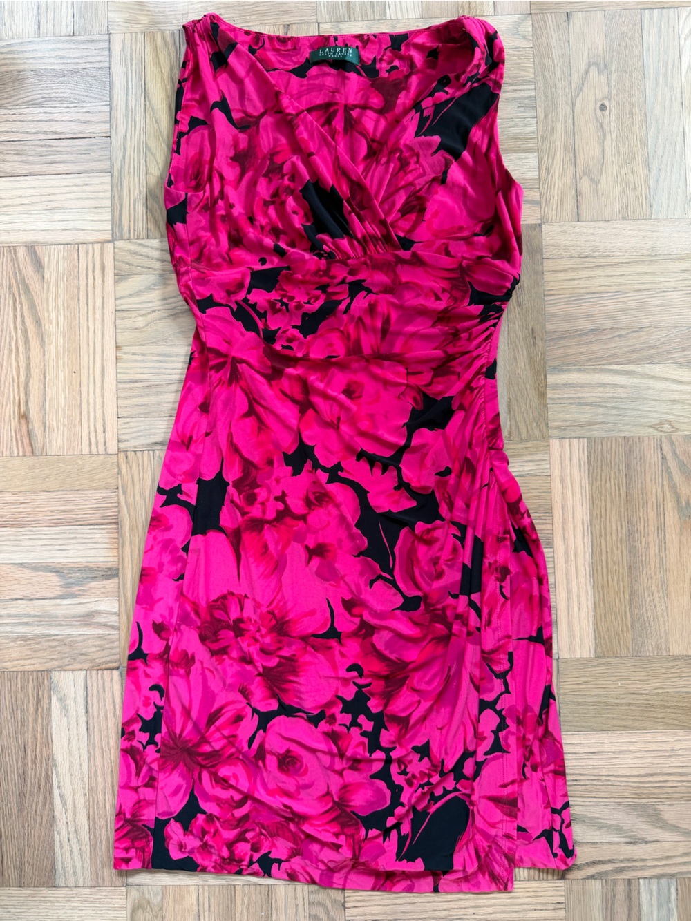 Ralph Lauren Fuchsia and Black Floral Dress